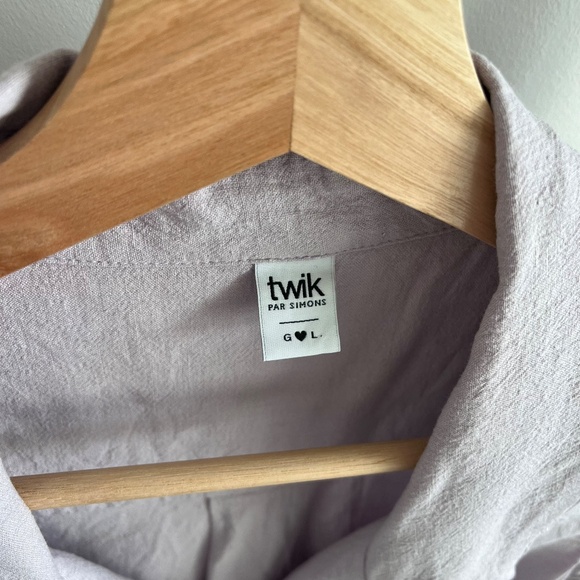 Lilac Linen blend sleeveless tie front blouse - Simons Twik - Picture 3 of 7